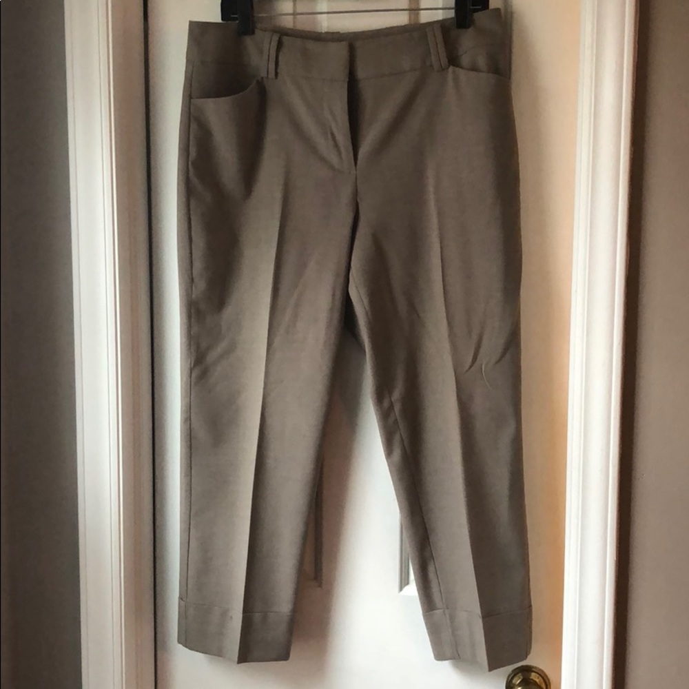Tan cropped dress pants with cuff, size 8